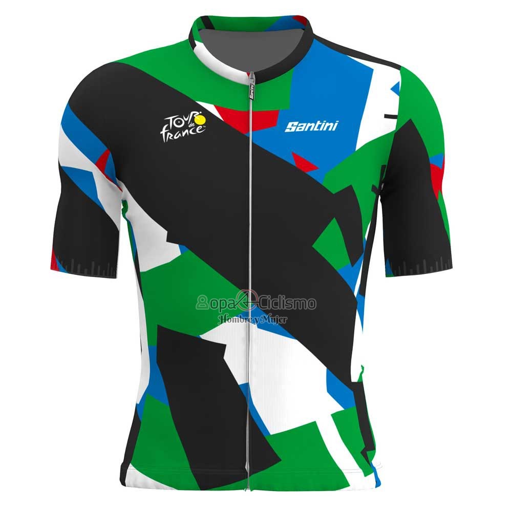 Tour DE Francia Ropa Ciclismo Culotte Corto 2023 Hombre Mangas Cortas Negro Azul